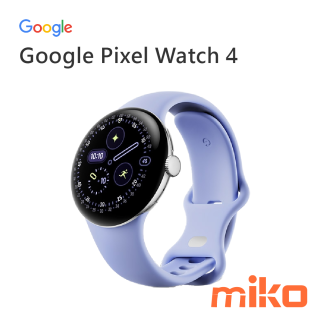 Google Pixel Watch 4 金屬銀鋁製錶殼-鳶尾紫運動錶帶